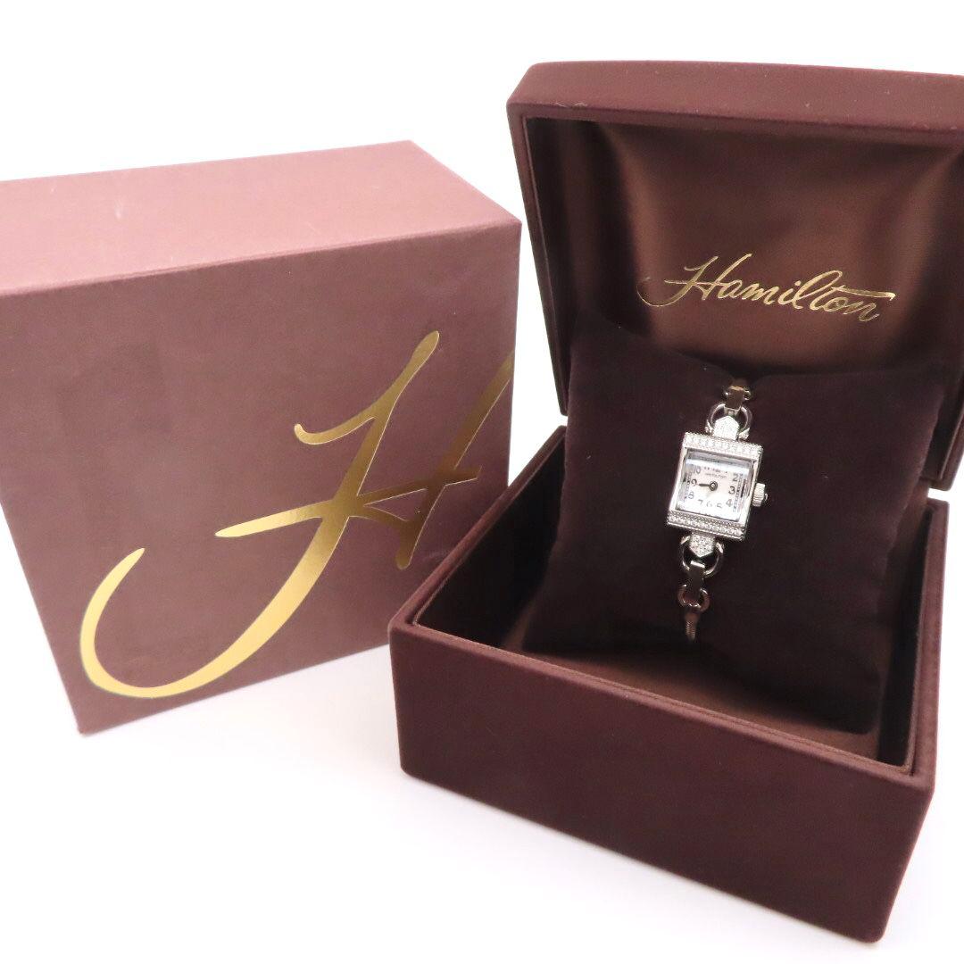 【ダイヤモンドベゼル】新品同様☆HAMILTON ハミルトン時計 ホワイトシェル