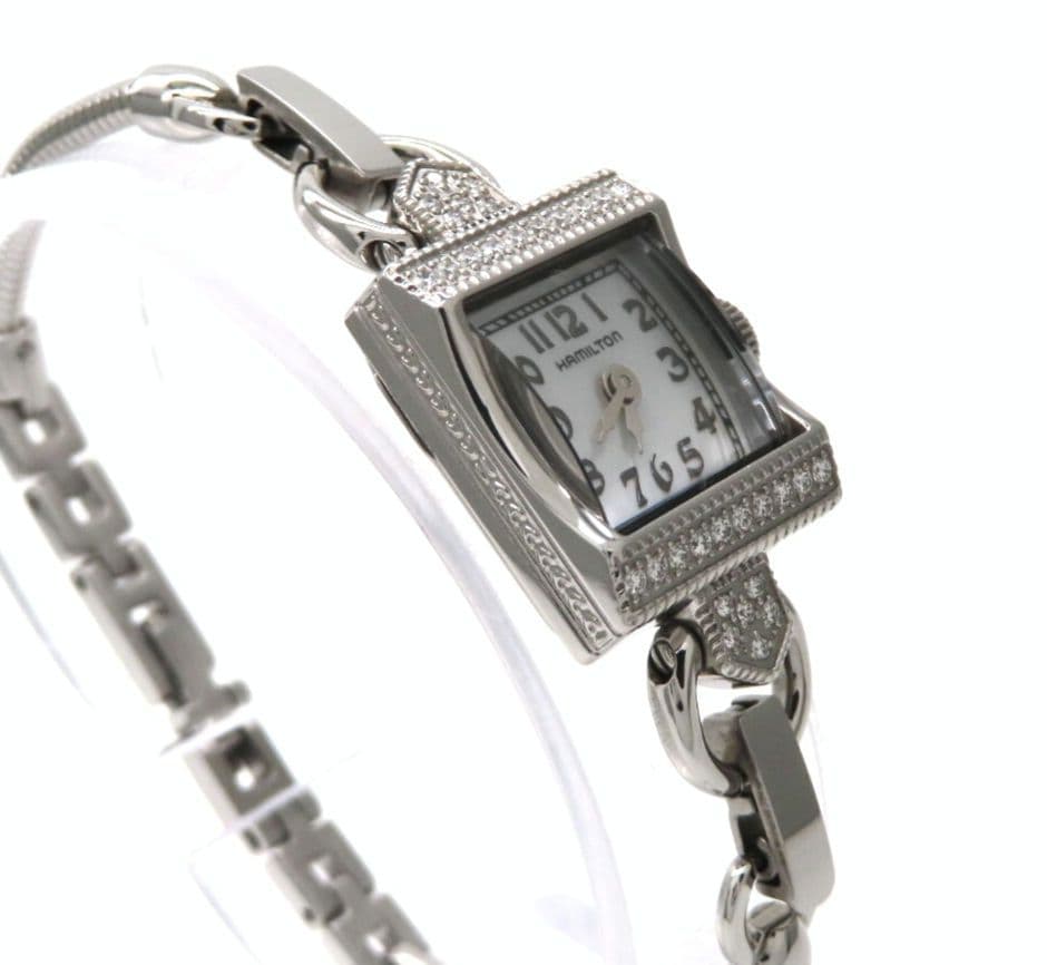 【ダイヤモンドベゼル】新品同様☆HAMILTON ハミルトン時計 ホワイトシェル
