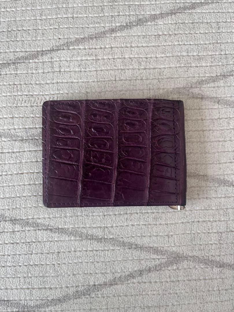 クロコダイルレザー マネークリップ パープル