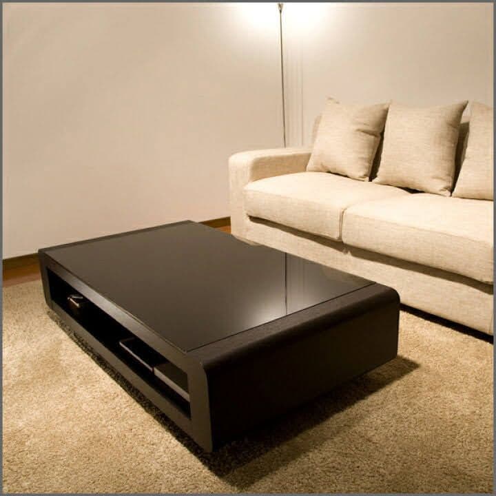 8万5000円のローテーブル 木製 ガラス ブラック 130cm ※値下げ不可