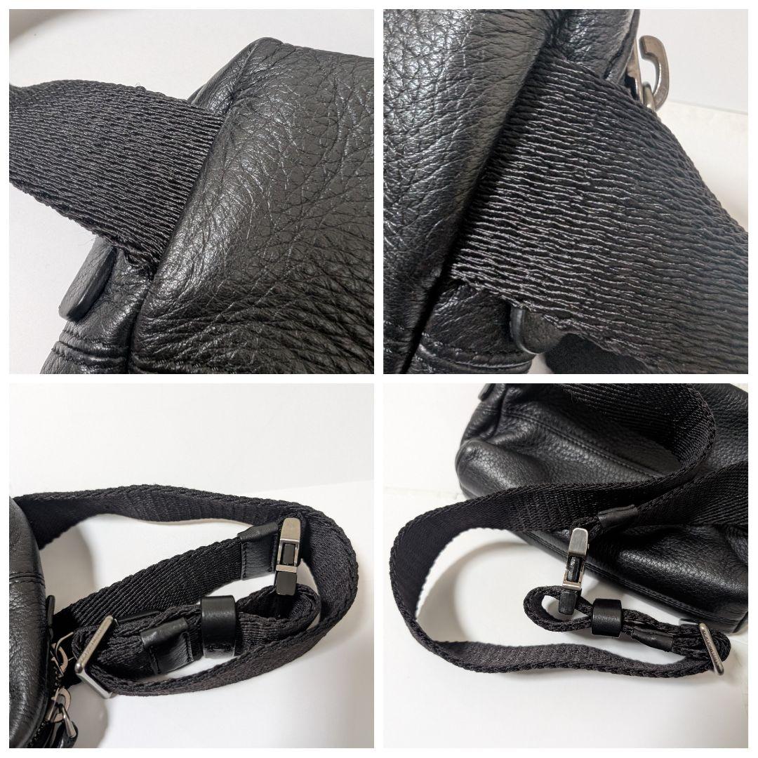 美品　ジョルジオアルマーニ　クロスボディバッグ　レザー　黒　サコッシュ