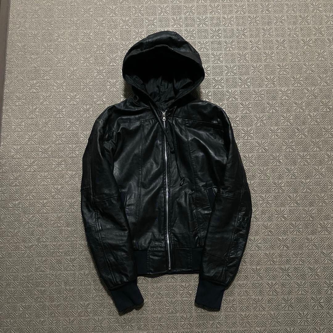 opium darkwear black zip hoodie jacket本革