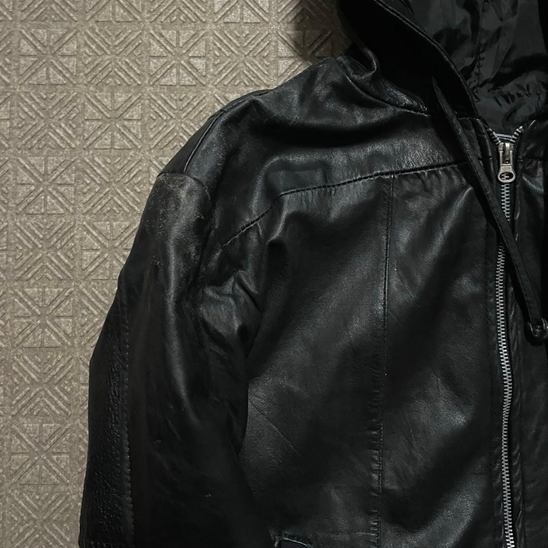 opium darkwear black zip hoodie jacket本革