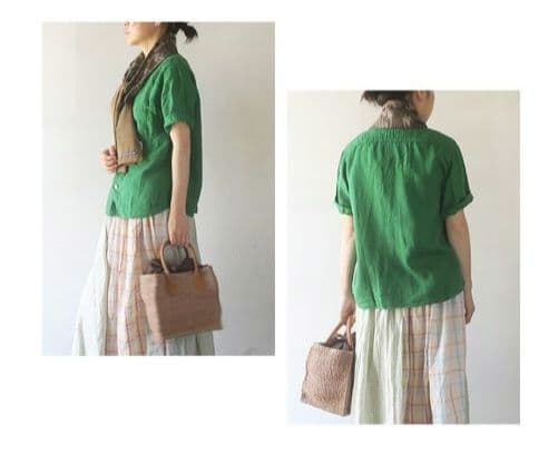 【新品】TIGRE BROCANTE　60リネンバンドカラーオープン半袖シャツ