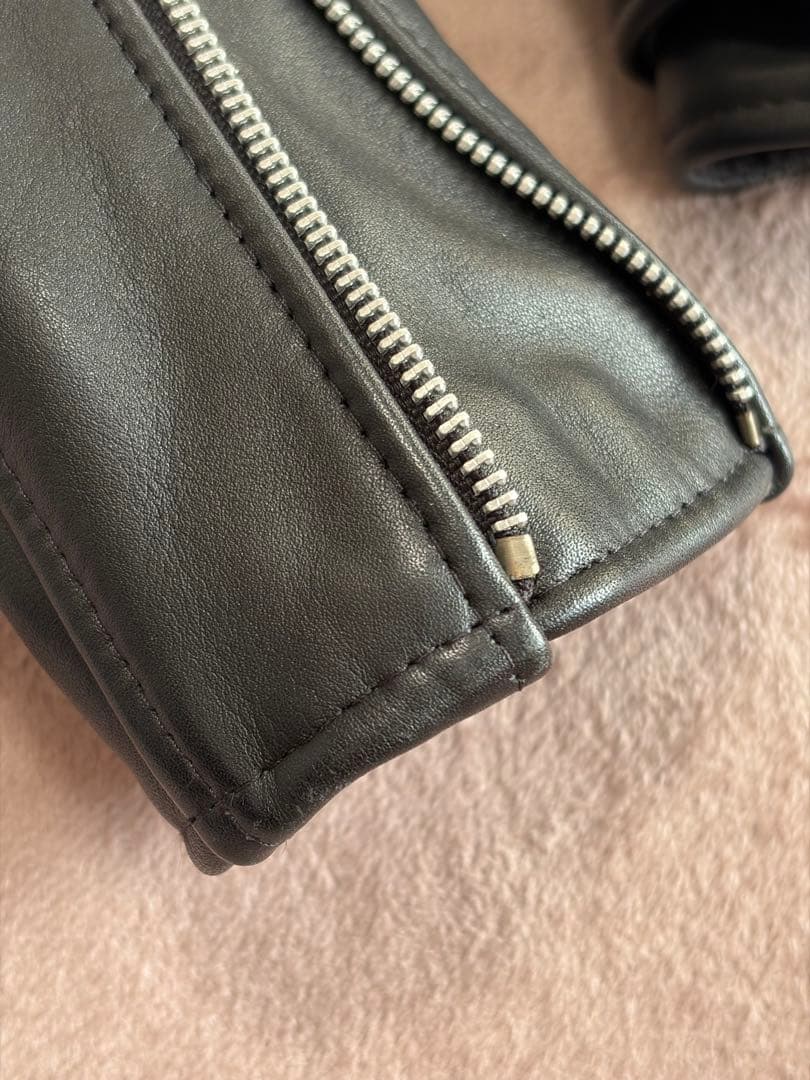 666スティアハイド　36　イングランド製　レザーダブルライダースジャケット