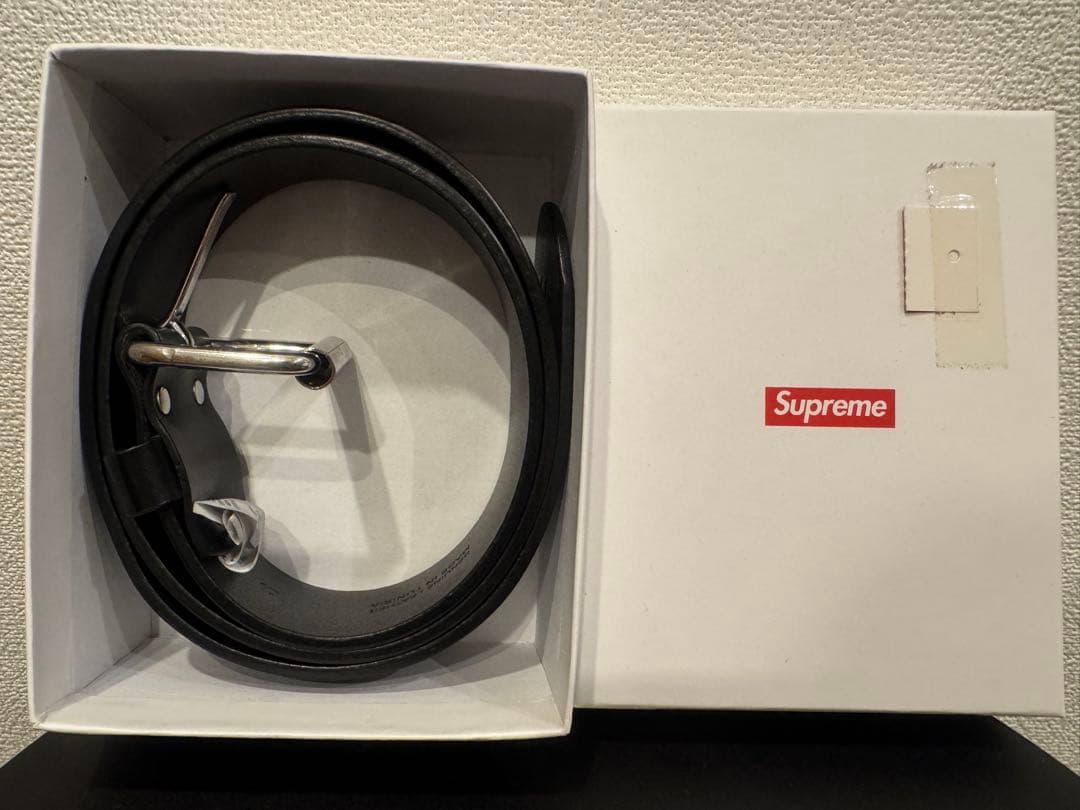 Supreme Repeat Leather Belt 黒 S