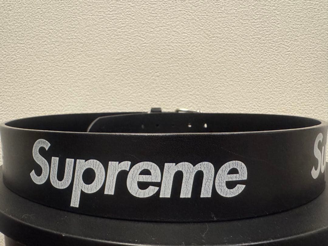 Supreme Repeat Leather Belt 黒 S