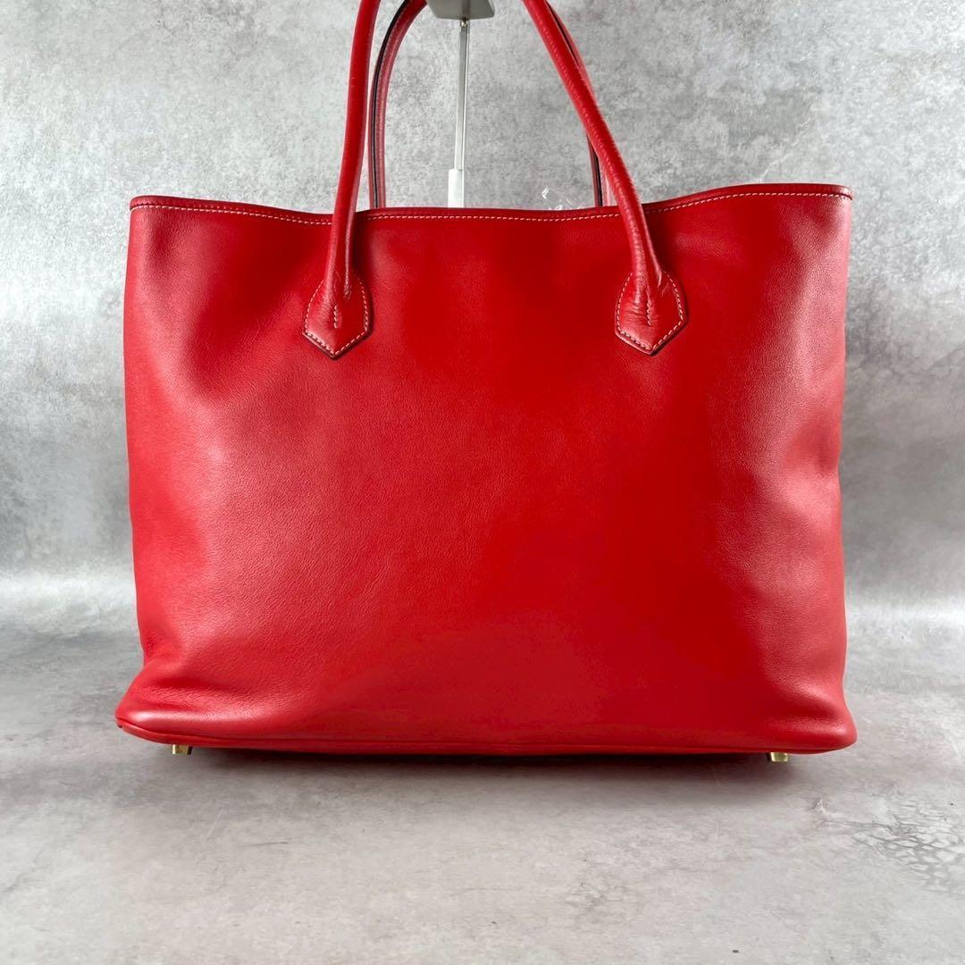 【美品✨希少】シセイ トートバッグ 肩掛け A4収納可 オールレザー レッド