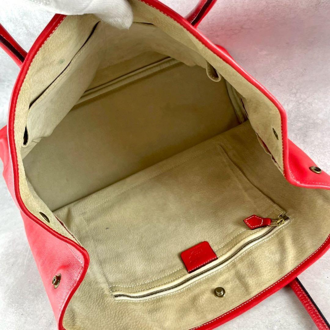 【美品✨希少】シセイ トートバッグ 肩掛け A4収納可 オールレザー レッド