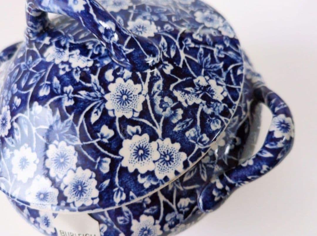 バーレイ　キャリコ　ブルー　グレイビーポット　お玉付き