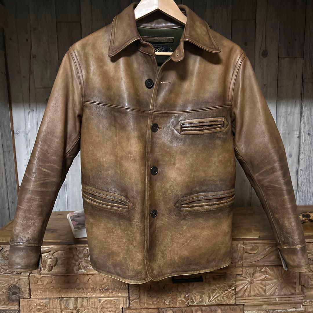 RRL BARRINGER レザー カーコート 極美品 サイズM エイジング加工