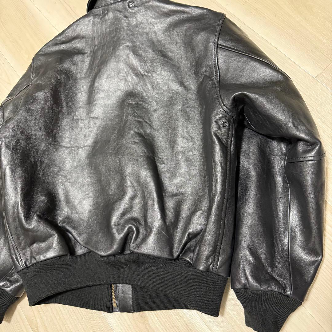 【美品】Avirex A-2フライトジャケット　アンティークラムレザー　ブラック