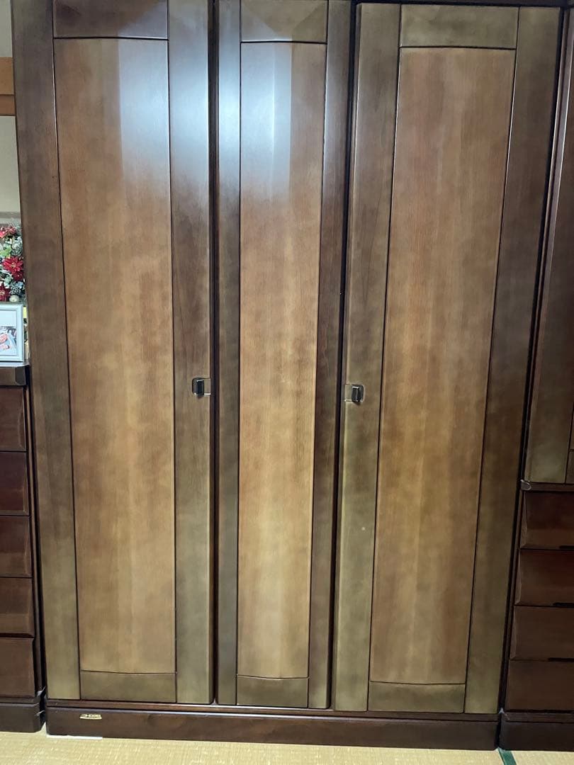 【昭和・底値】ワードローブ 洋服ダンス　美品 大型ダークブラウン衣装ケース