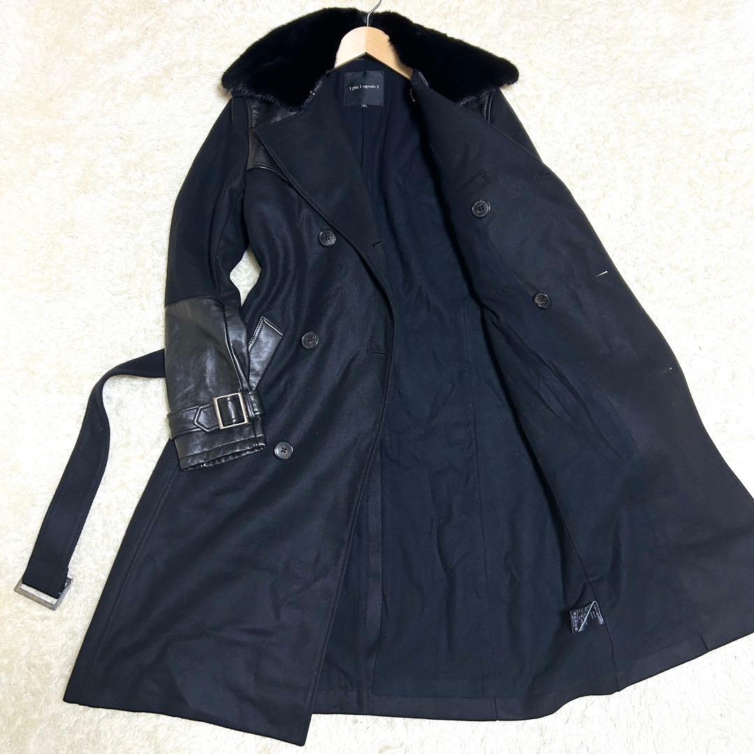 希少✨美品 1piu1uguale3 ミンク ウール レザー トレンチ 異素材