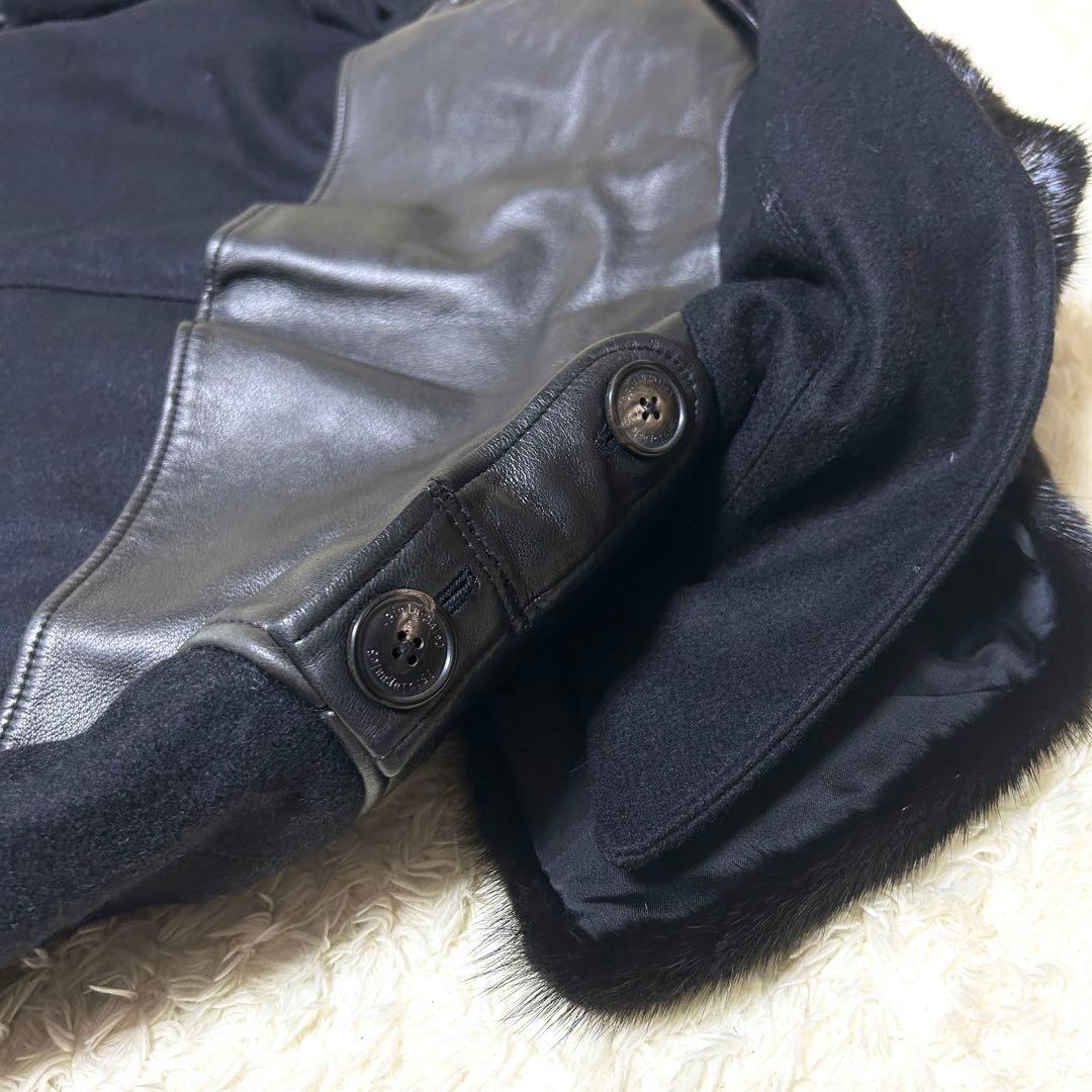 希少✨美品 1piu1uguale3 ミンク ウール レザー トレンチ 異素材