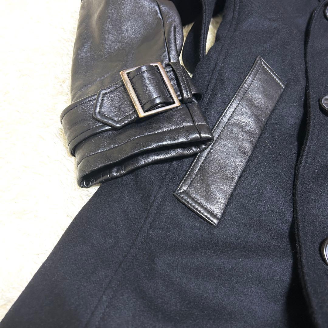 希少✨美品 1piu1uguale3 ミンク ウール レザー トレンチ 異素材