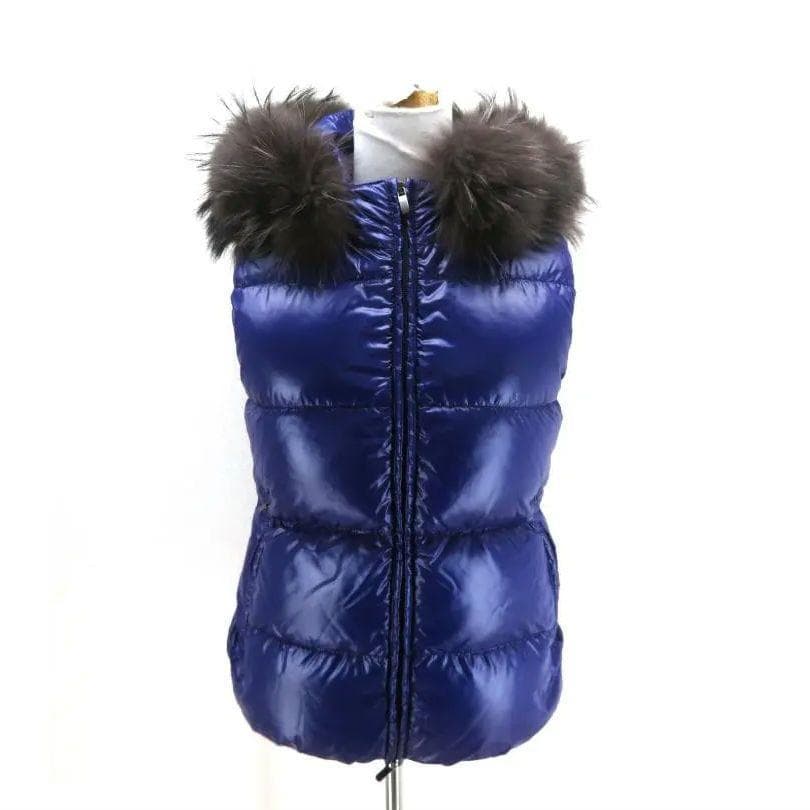 デュベティカ ダウンベスト パープル 高級ファー付 40 レディースM 373