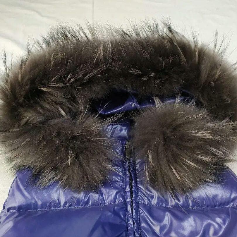 デュベティカ ダウンベスト パープル 高級ファー付 40 レディースM 373