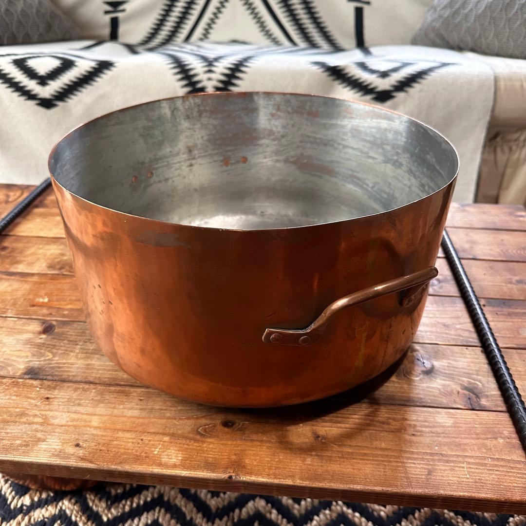 銅鍋　両手鍋　銅製　大型　寸胴鍋　ビンテージ　業務用