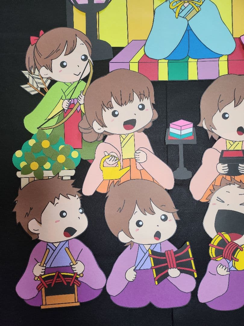 壁面飾り 「楽しいひなまつり」★特大サイズ ★大きく飾れます【再販不可現品限り】