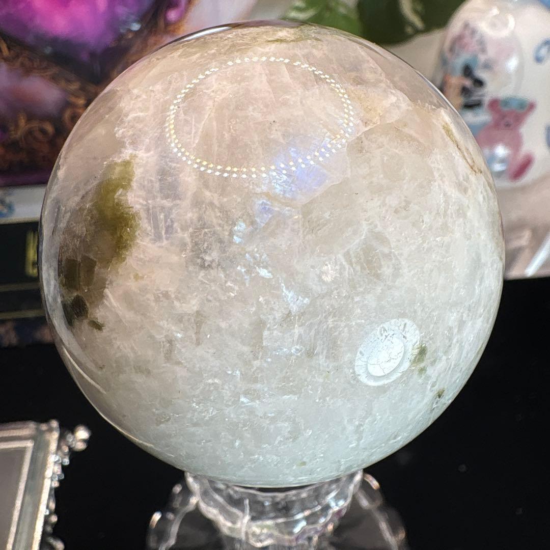 ムーンストーン♡グリーントルマリン♡マイカ共生スフィア♡No.2580