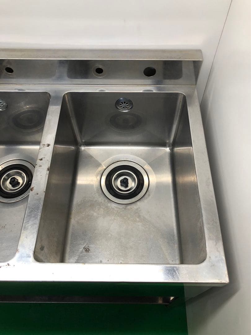 ☆地域限定送料無料☆二槽シンク　水切付　幅1280 ステンレス　業務用