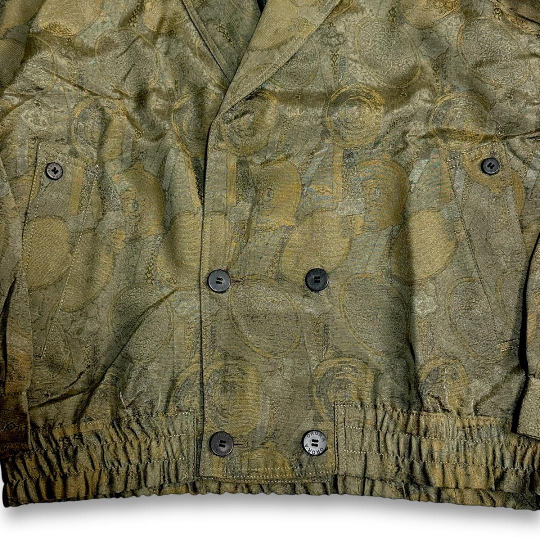希少【VINTAGE】80s 90s 総柄 ジャガードデザイン ダブルジャケット