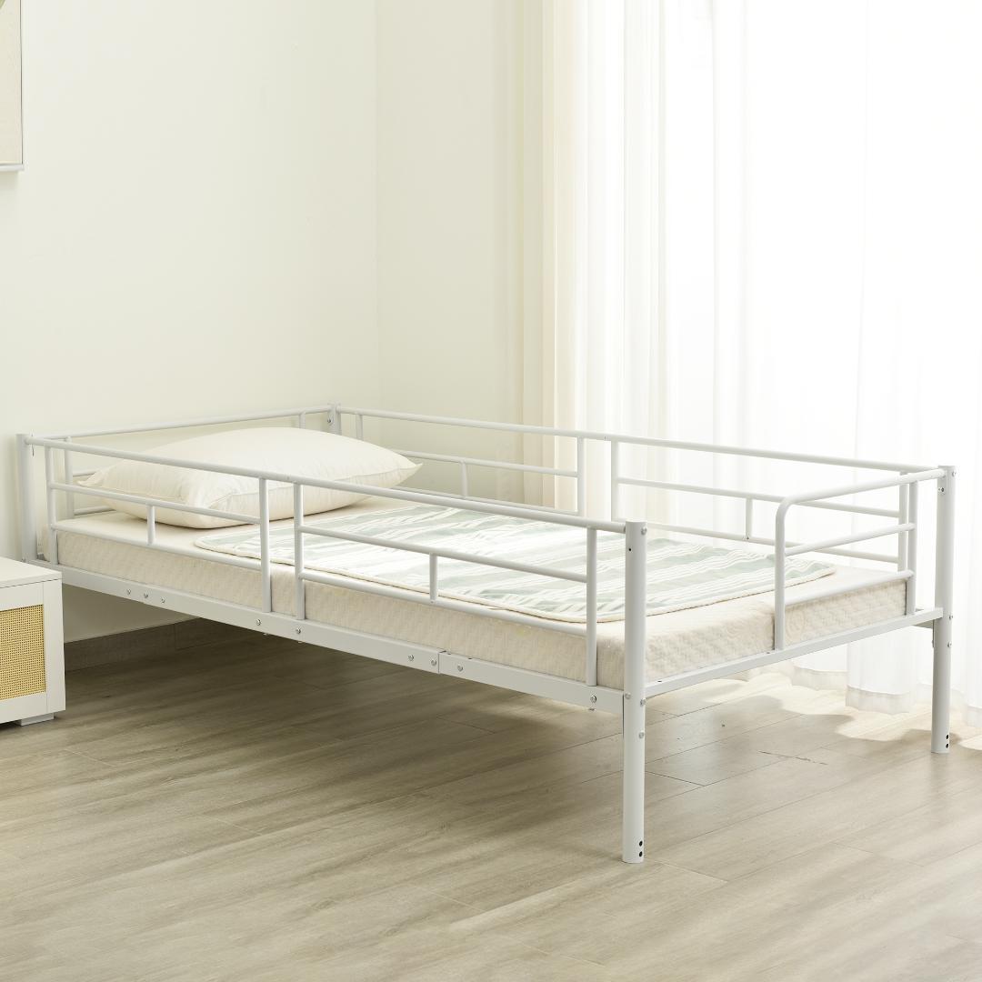 ホワイト 二段ベッド 2段ベッド スチール 耐震 ベッド シングル パイプベッド