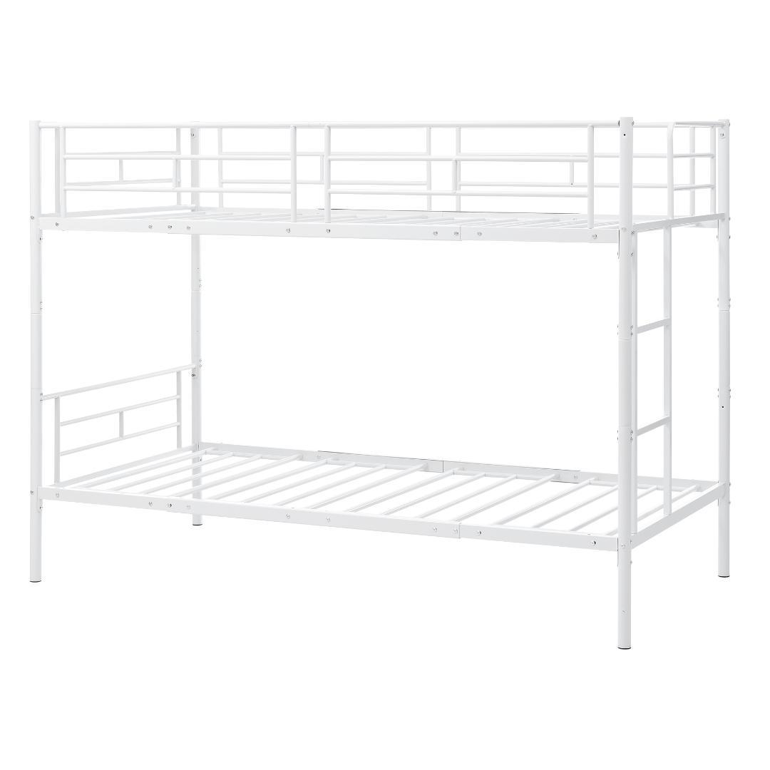 ホワイト 二段ベッド 2段ベッド スチール 耐震 ベッド シングル パイプベッド