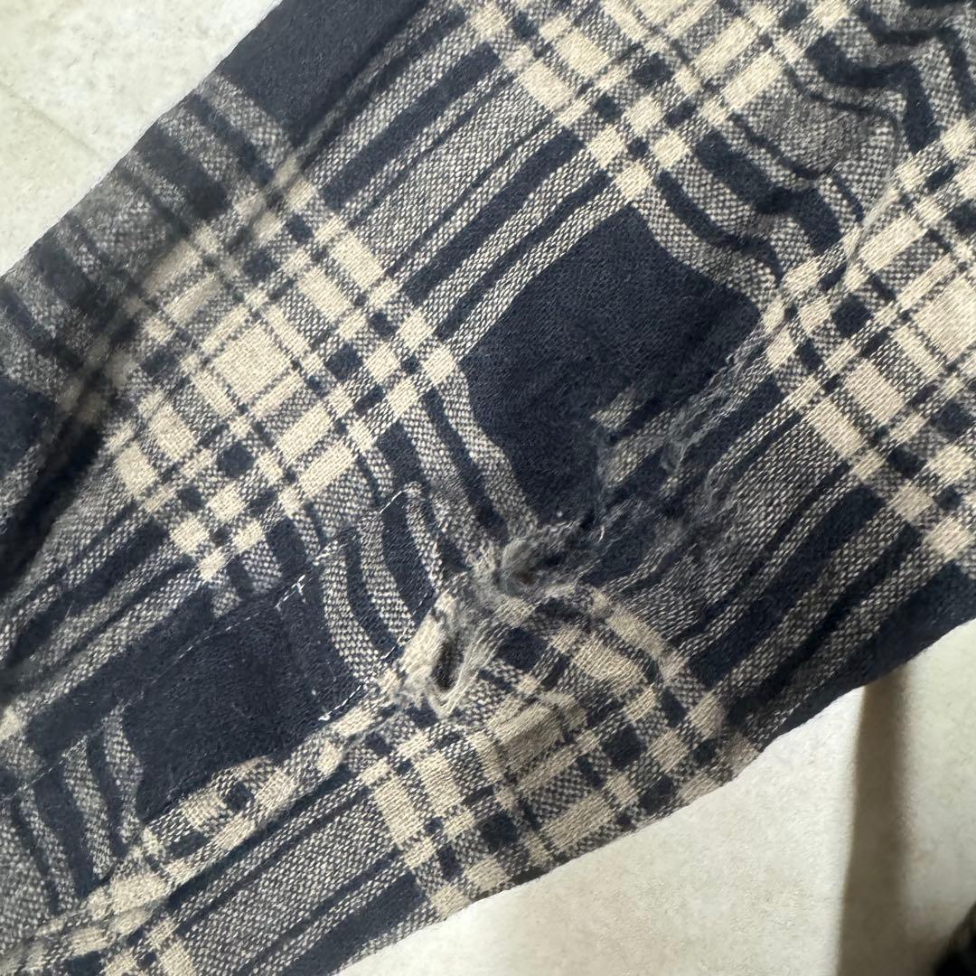 70s ビンテージ sears オープンカラーウールチェックボックスシャツ