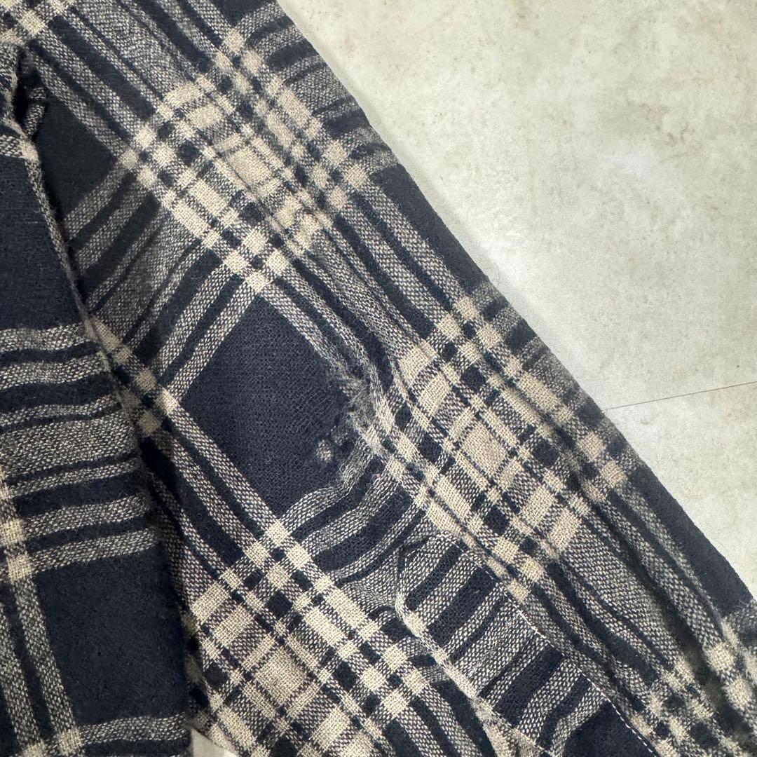 70s ビンテージ sears オープンカラーウールチェックボックスシャツ