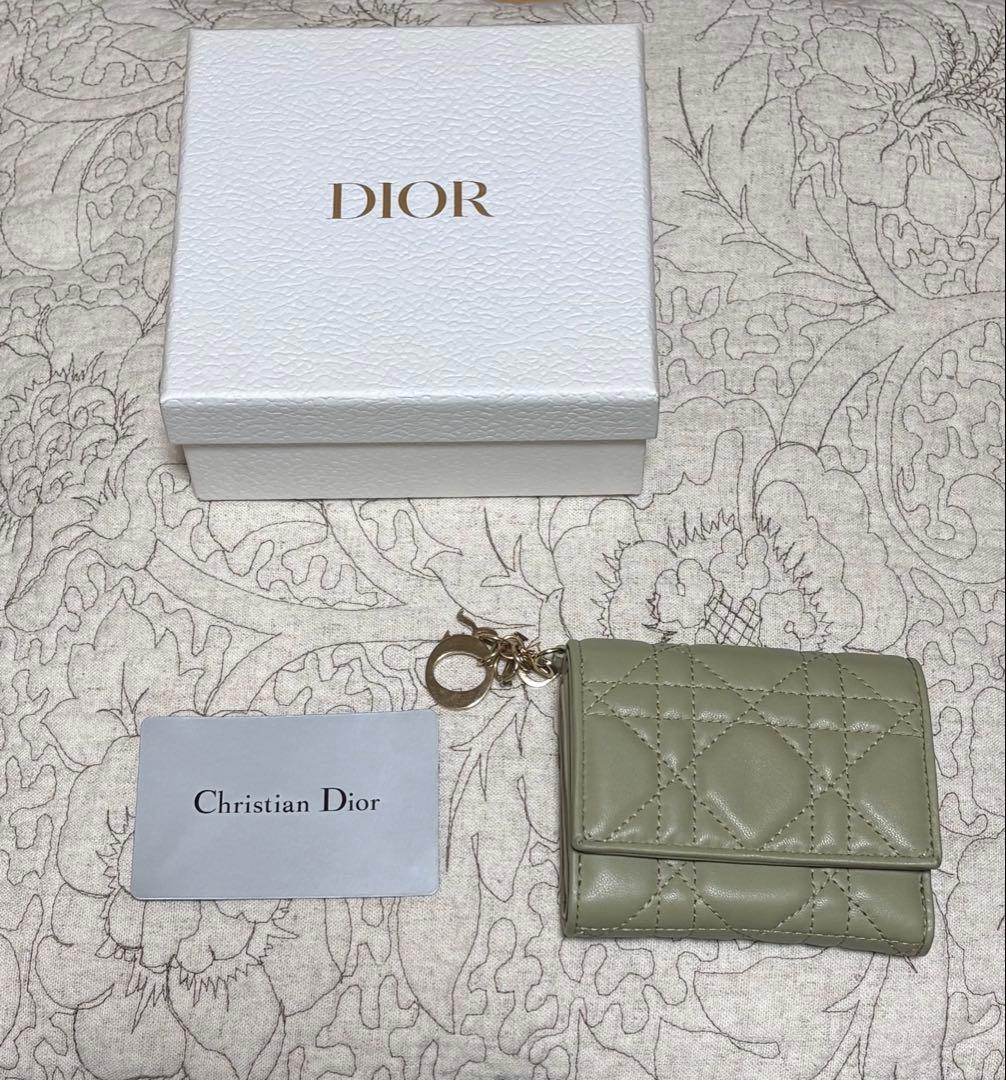 ChristianDior 三つ折り財布 グリーン 日本限定レディーデ