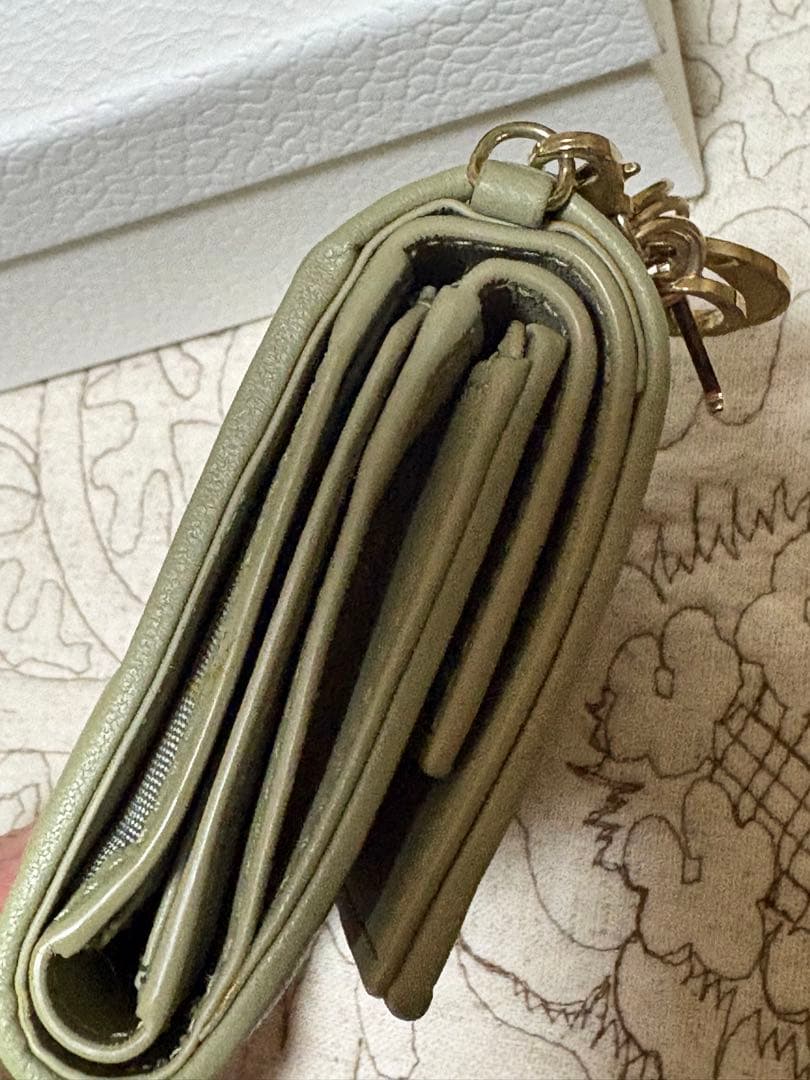 ChristianDior 三つ折り財布 グリーン 日本限定レディーデ