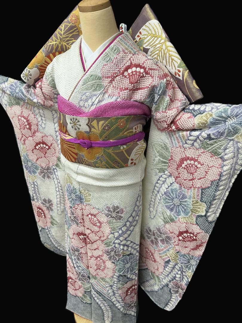 藤娘きぬたや 総絞り 牡丹下り藤 振袖 フルセット