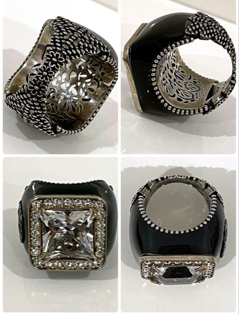 GUCCI シルバークリスタル　リング 12号　グッチ