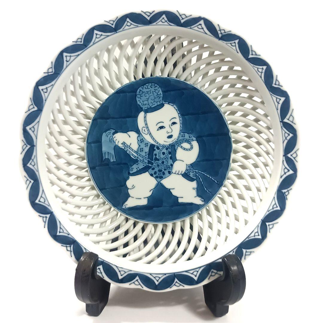 波佐見焼 菊三郎 菓子鉢 御所人形図 透かし皿 和食器