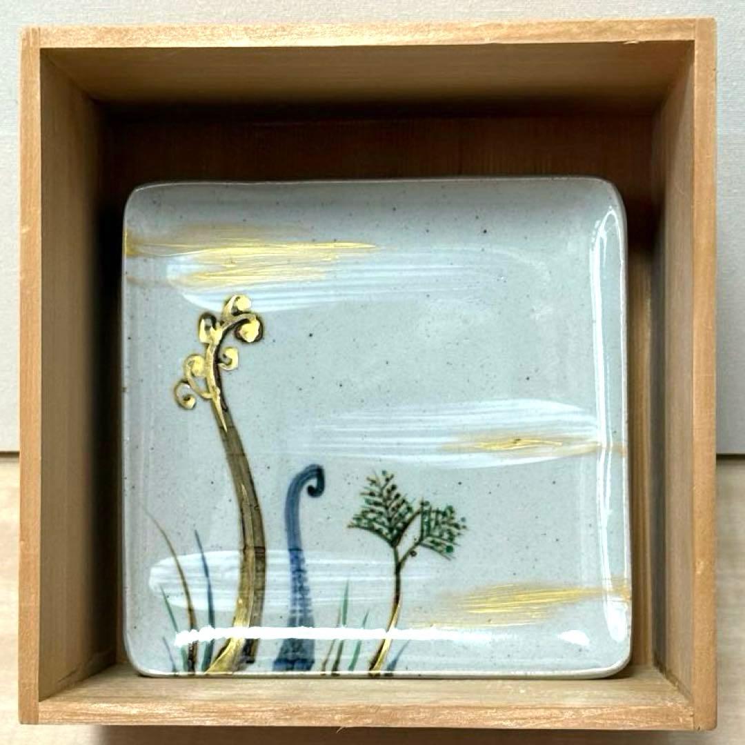 幸兵衛窯 絵替 角銘々皿5客セット 乾山手 手彩色 共箱