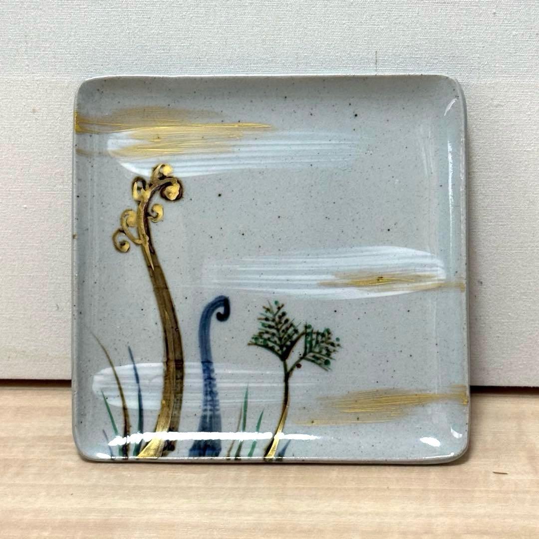 幸兵衛窯 絵替 角銘々皿5客セット 乾山手 手彩色 共箱