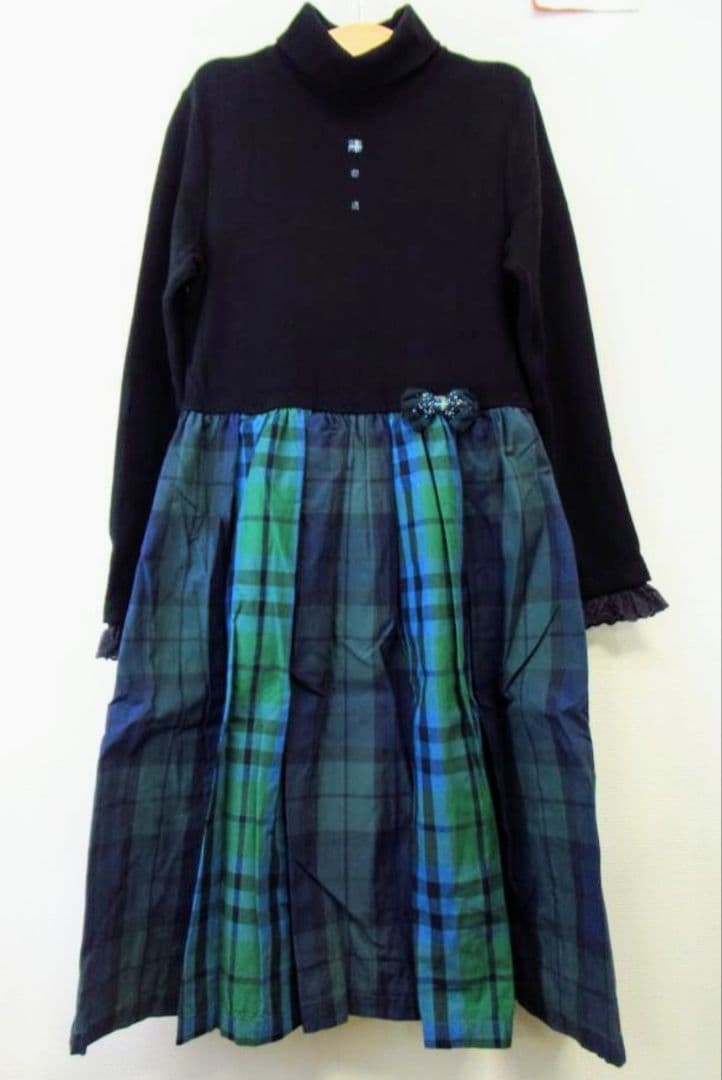 ★ファミリア★人気　完売　チェック　切り替えワンピース　150