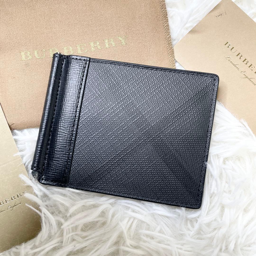 【未使用級】バーバリー マネークリップ シャドーホース ノバチェック レザー