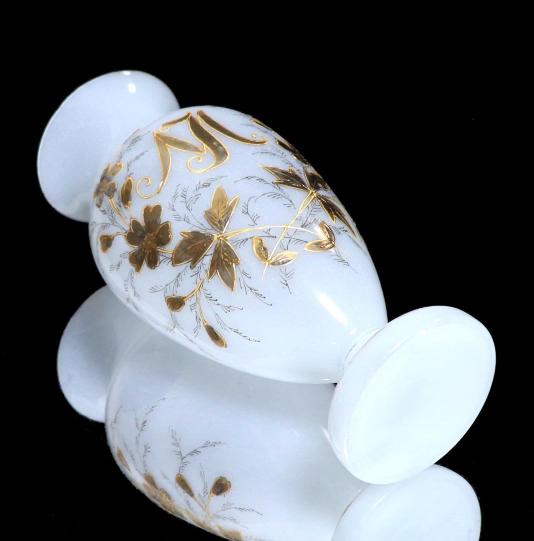 オールド・バカラ 大型30.3cm 金彩花柄花瓶オパーリンクリスタル製壺ゴールド