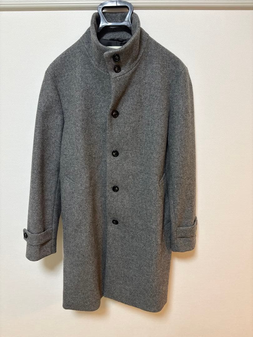 public tokyoグレー ステンカラーコート ウール混紡