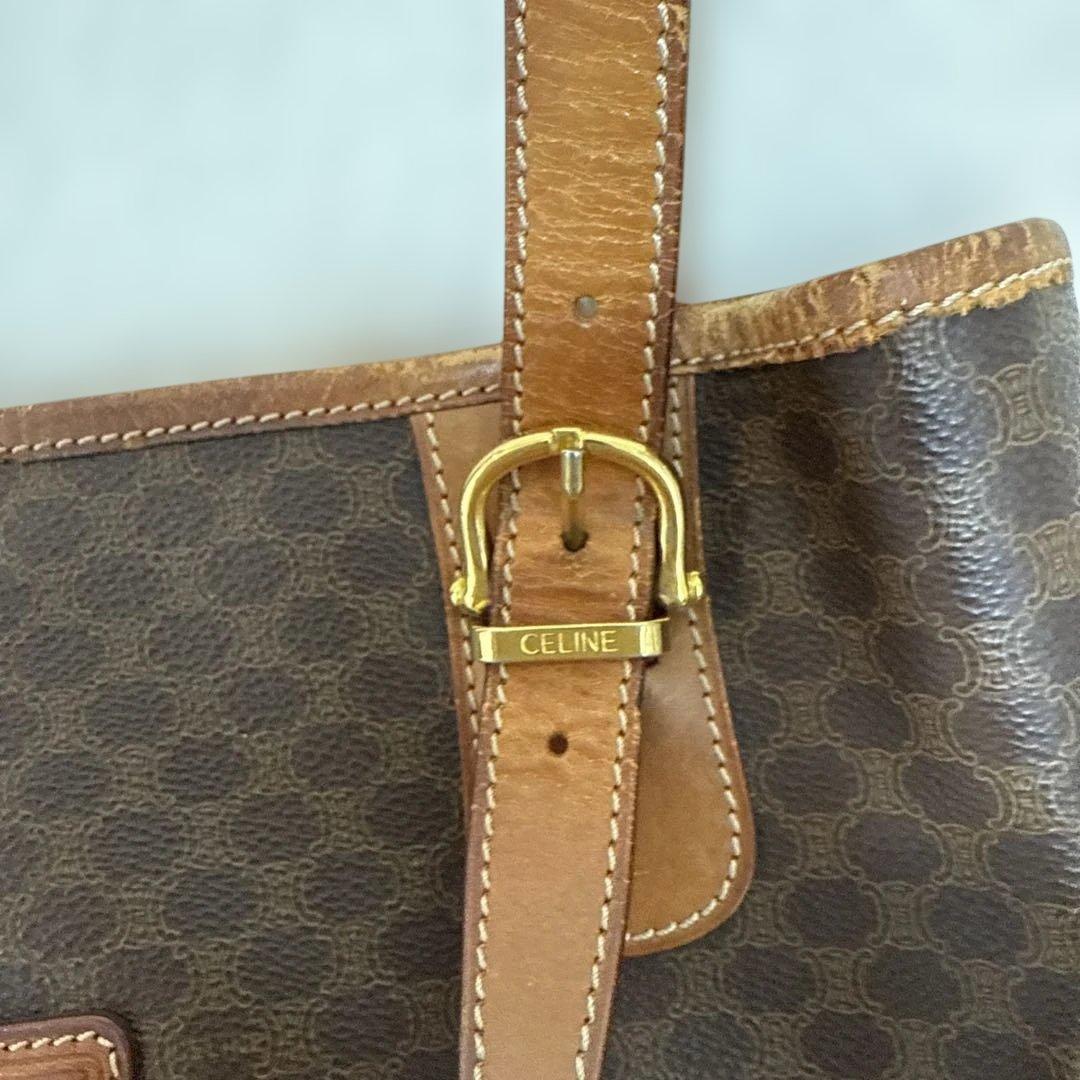 【中古】CELINE バケツ型　マカダムトートバッグ　バケットバッグ