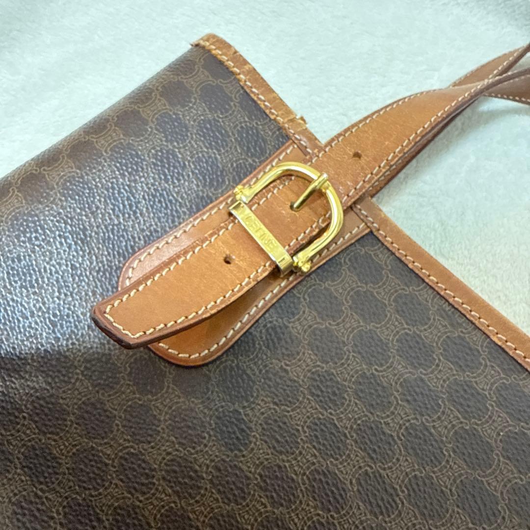 【中古】CELINE バケツ型　マカダムトートバッグ　バケットバッグ