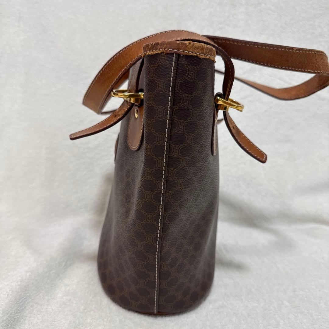 【中古】CELINE バケツ型　マカダムトートバッグ　バケットバッグ