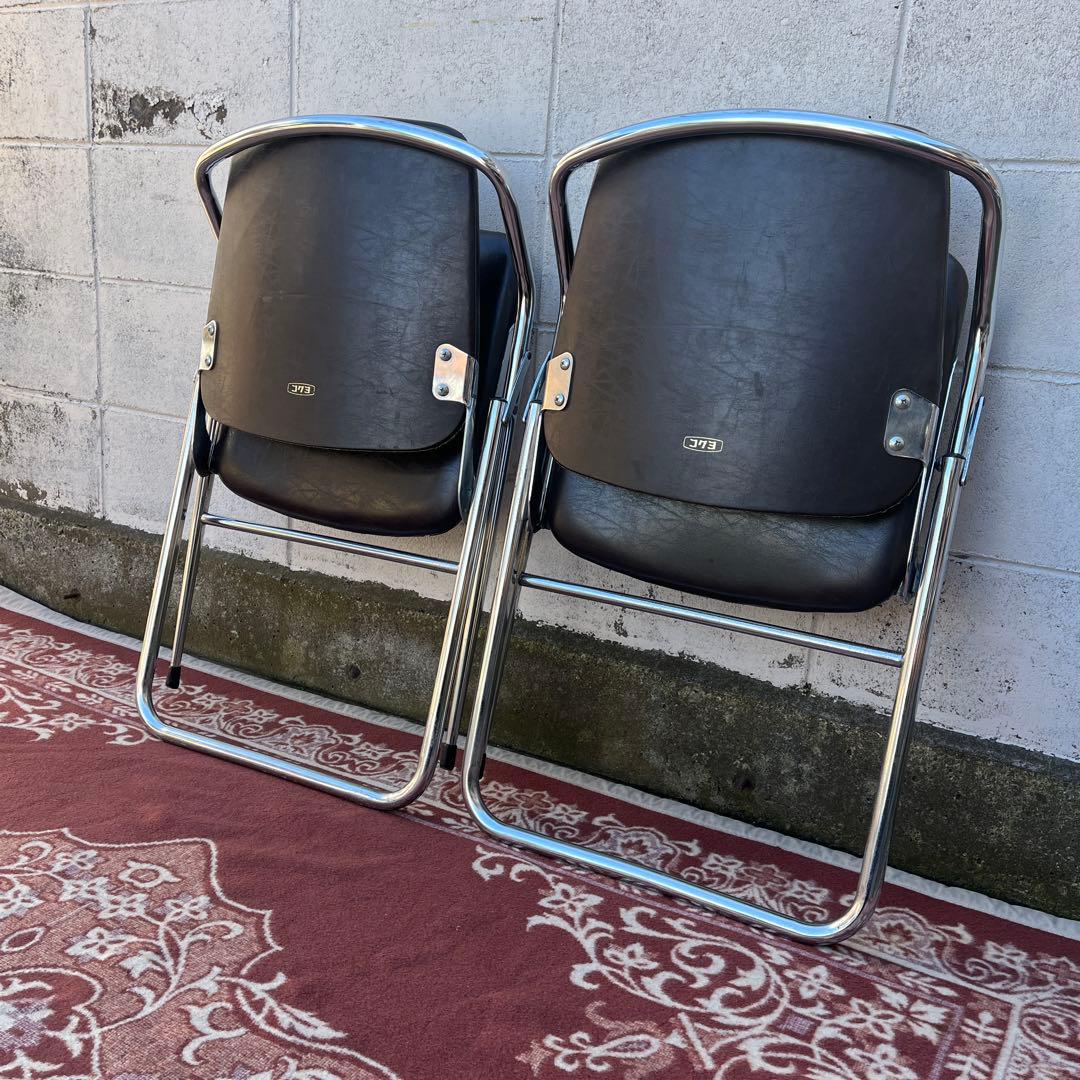 古家具 2点セット◾️KOKUYO 折り畳み椅子/ フォールディングチェア B