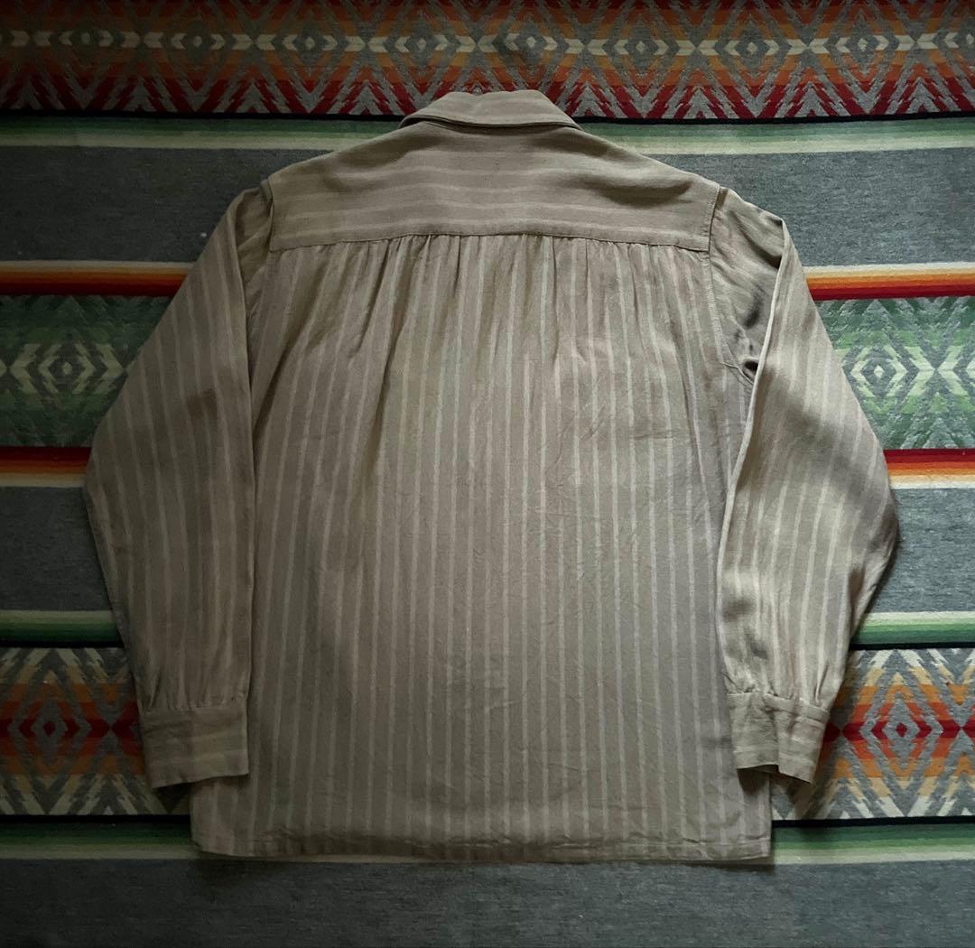 40s 50s Don Juan レーヨン ギャバジン ストライプ シャツ