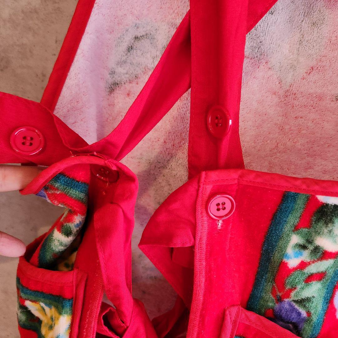 未使用　LEONARD FASHIONフラワープリントエプロンレッド　レオナール