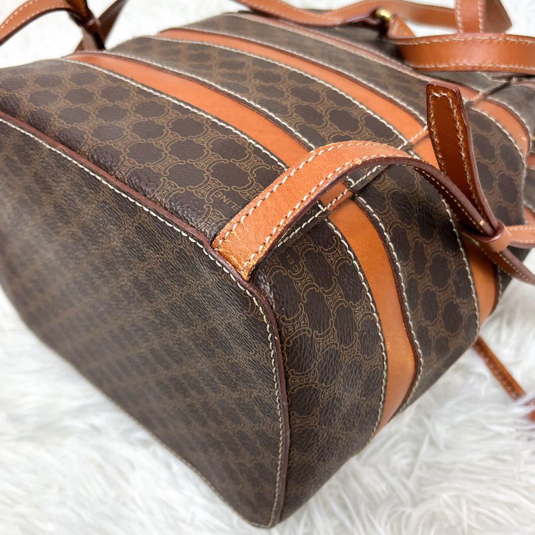 希少 セリーヌ CELINE リュック マカダム レザー PVC 巾着 フラップ