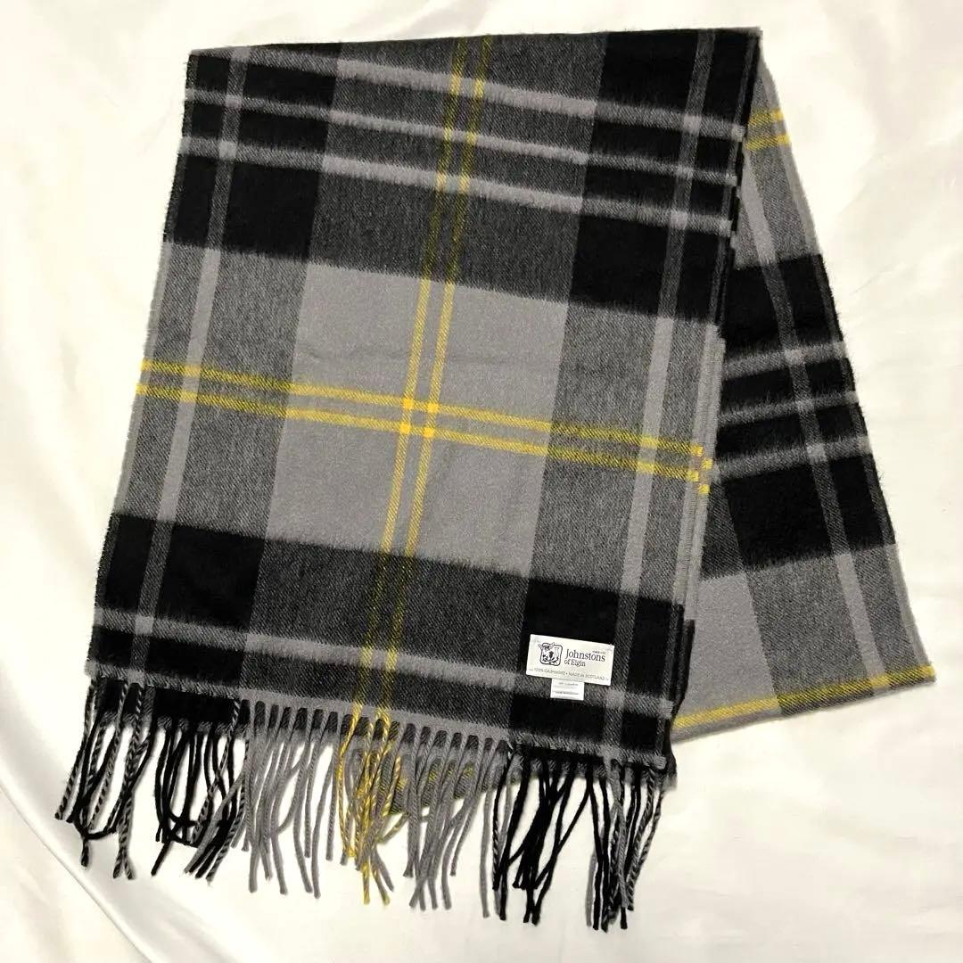 美品ジョンストンズ カシミヤ100%大判 ストール グレーマクファーソン
